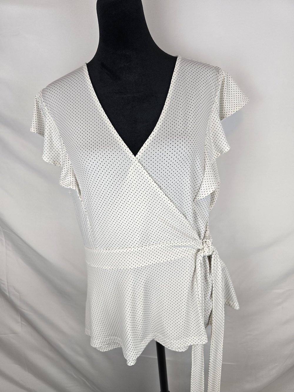 Banana Republic White Blouse with Black Polka Dots